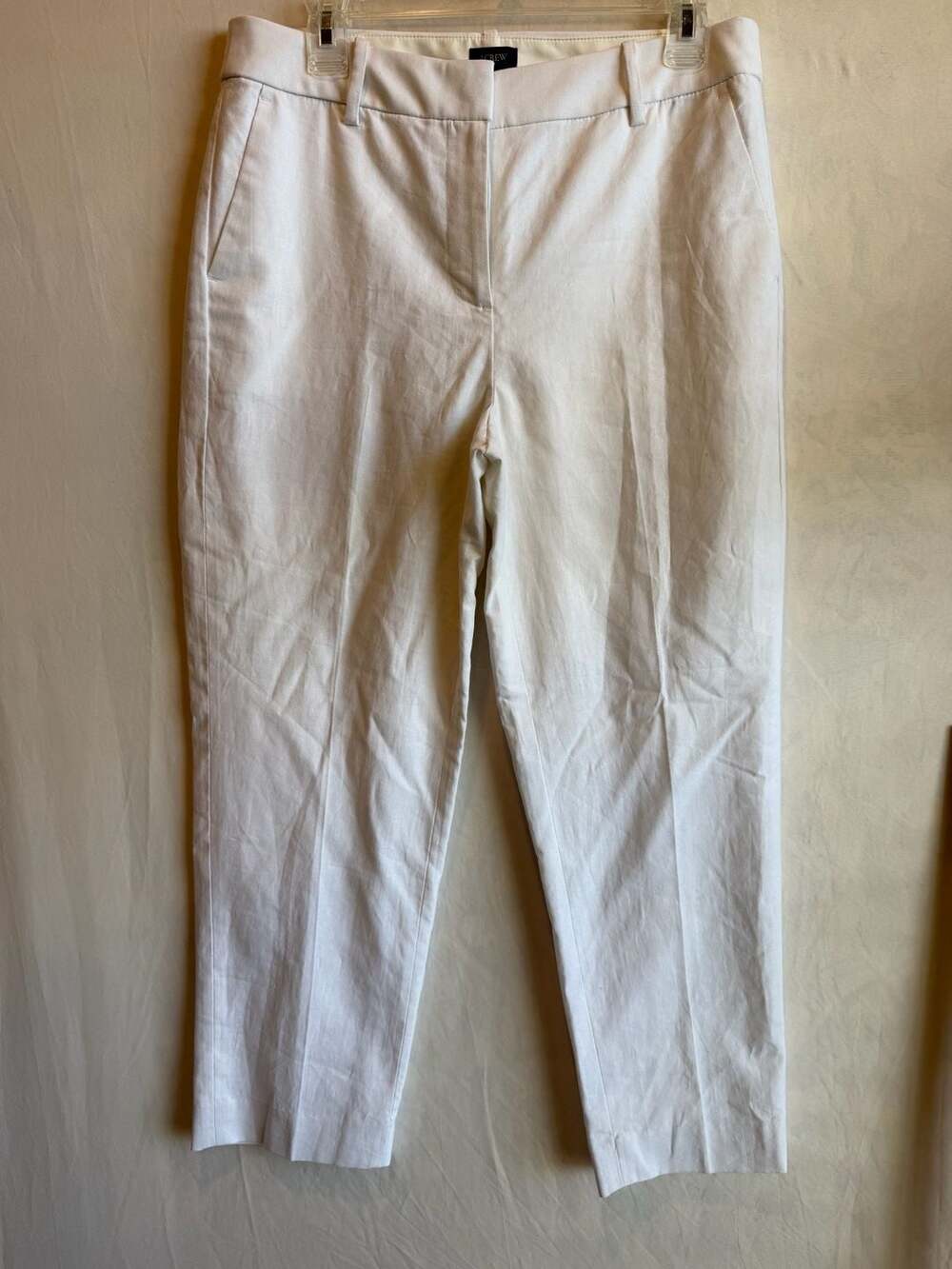 New J.Crew Women's Size 8 Linen-Cotton Blend Ankle Pants White